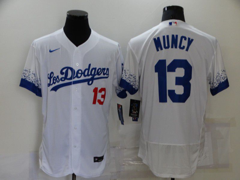 Men Los Angeles Dodgers 13 Muncy White City Edition Elite Nike 2021 MLB Jersey